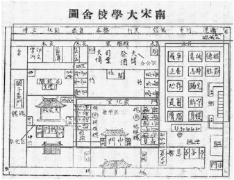 南宋太学校舍图,图上框线及文字为笔者标注,来自张其昀《南宋杭州之国立大学》第 29 页.jpg 南宋太学校舍图,图上框线及文字为笔者标注,来自张其昀《南宋杭州之国立大学》第 29 页.jpg