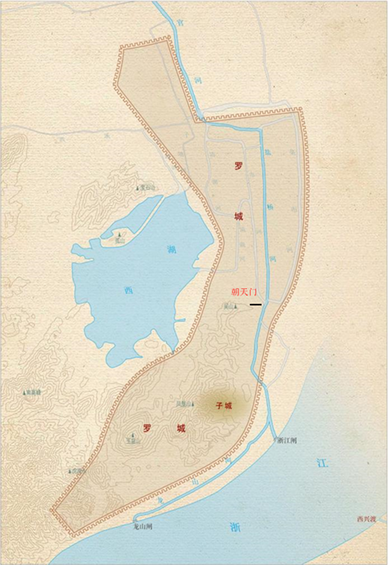 图3,钱镠所修杭州罗城示意图.png 图3,钱镠所修杭州罗城示意图.png